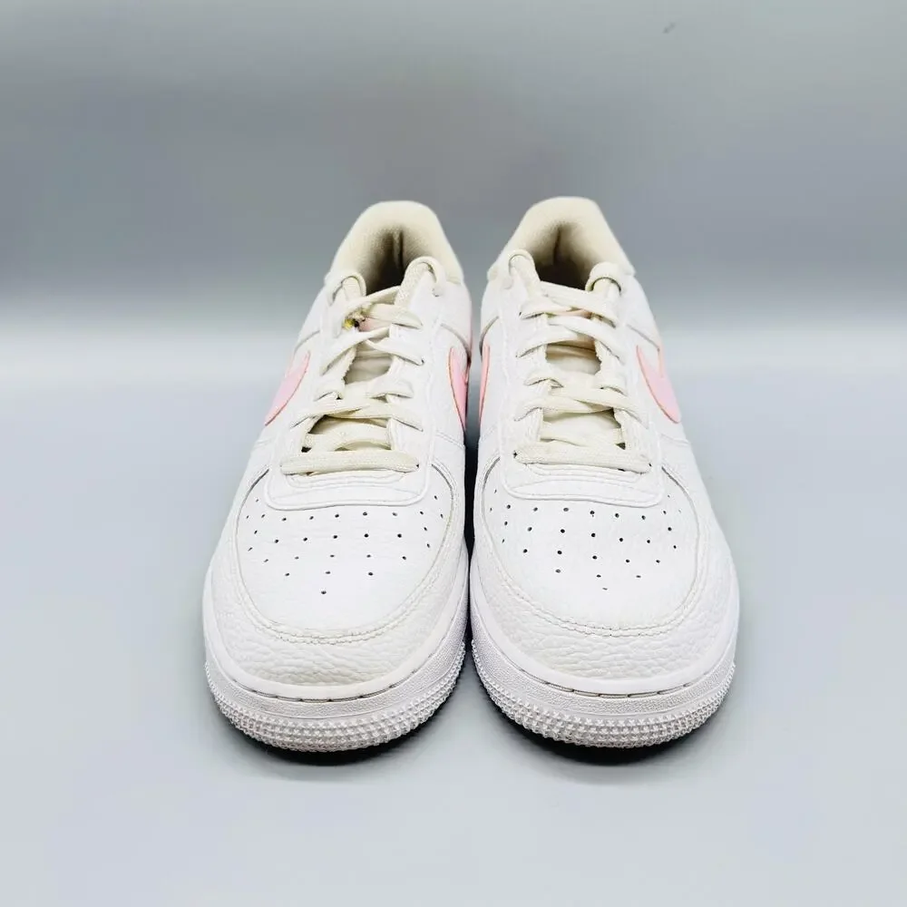 Nike Shoes Girls 7 White Pink Leather Air Force 1 LE Low Top Athletic Sneakers